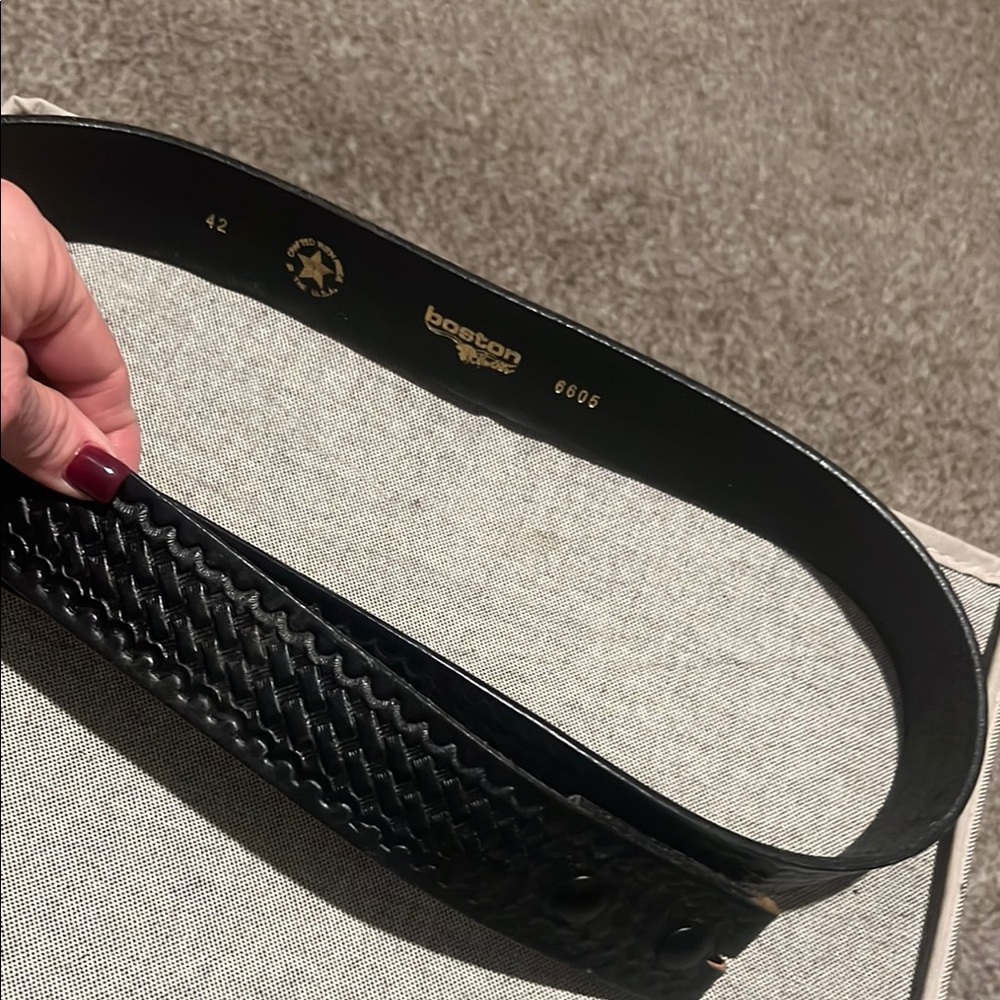 Men’s Boston Black Leather Belt 42